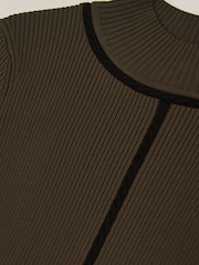 Reiss Khaki Green Polly Knitted Midi Dress - Image 6 of 6