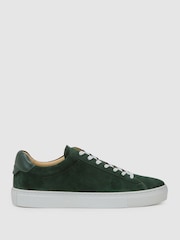 Reiss Emerald Green Finley Suede Suede Low-Top Trainers - Image 1 of 5