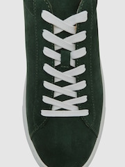 Reiss Emerald Green Finley Suede Suede Low-Top Trainers - Image 5 of 5