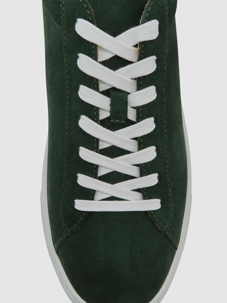 Reiss Emerald Green Finley Suede Suede Low-Top Trainers - Image 5 of 5