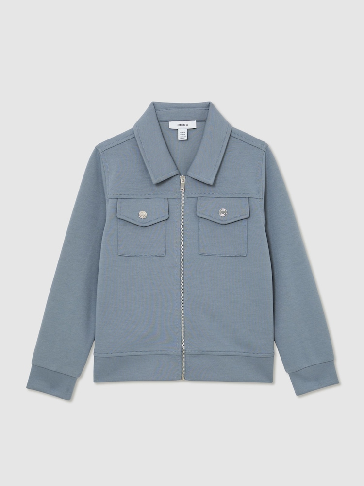 قميص علوي من نسيج جيرسيه متداخل بسحّاب كامل تشكيلة Medina من Reiss - صورة 2 من 5 قميص علوي من نسيج جيرسيه متداخل بسحّاب كامل تشكيلة Medina من Reiss - صورة 2 من 5