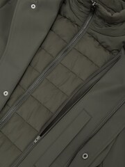 Reiss Khaki Green Logan Removable-Gilet Hybrid Overcoat - Image 6 of 6