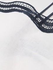 Reiss Ivory/Navy Felicity Linen Scallop-Trim Cami Top - Image 7 of 7