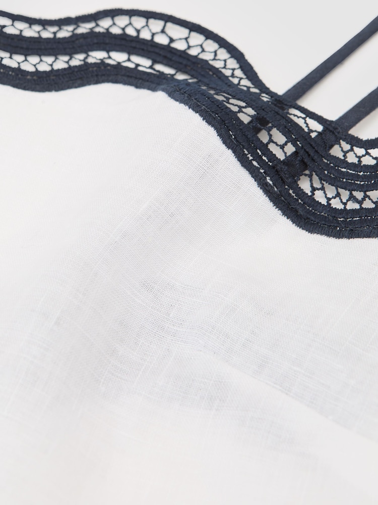 Reiss Ivory/Navy Felicity Linen Scallop-Trim Cami Top - Image 7 of 7 Reiss Ivory/Navy Felicity Linen Scallop-Trim Cami Top - Image 7 of 7