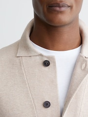 Reiss Oatmeal Plaza Collared Button-Through Cardigan - Image 4 of 6