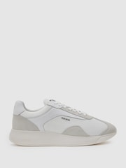 Reiss White Emmett V2 Bonded-Leather Suede Running Trainers - Image 2 of 5