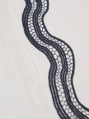 Reiss Ivory/Navy Felicity Linen Scallop-Trim Shorts - Image 6 of 6