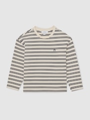 Reiss Navy/White Marley 13-14 yrs Cotton Stripe Long-Sleeve T-Shirt - Image 1 of 5