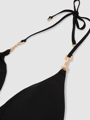 Reiss Black Riah Triangle Halter-Neck Bikini Top - Image 8 of 8