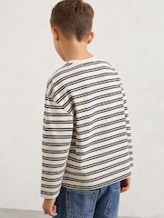 Reiss Navy/White Marley Cotton Stripe Long-Sleeve T-Shirt - Image 4 of 5