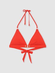 Reiss Coral Orange Sandy Triangle Stud-Detail Bikini Top - Image 2 of 7