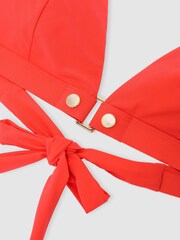 Reiss Coral Orange Sandy Triangle Stud-Detail Bikini Top - Image 7 of 7