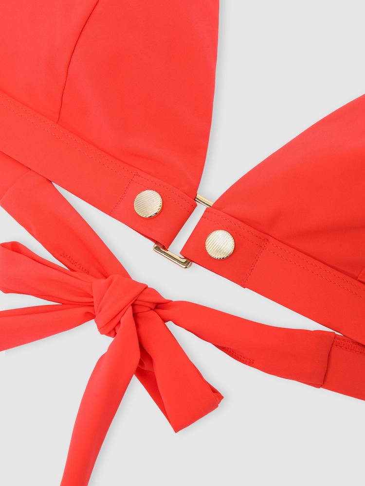 Reiss Coral Orange Sandy Triangle Stud-Detail Bikini Top - Image 7 of 7