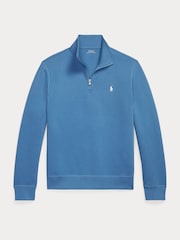 Polo Ralph Lauren Delta Blue Double Knit Tech Quarter Zip Sweatshirt - Image 1 of 1