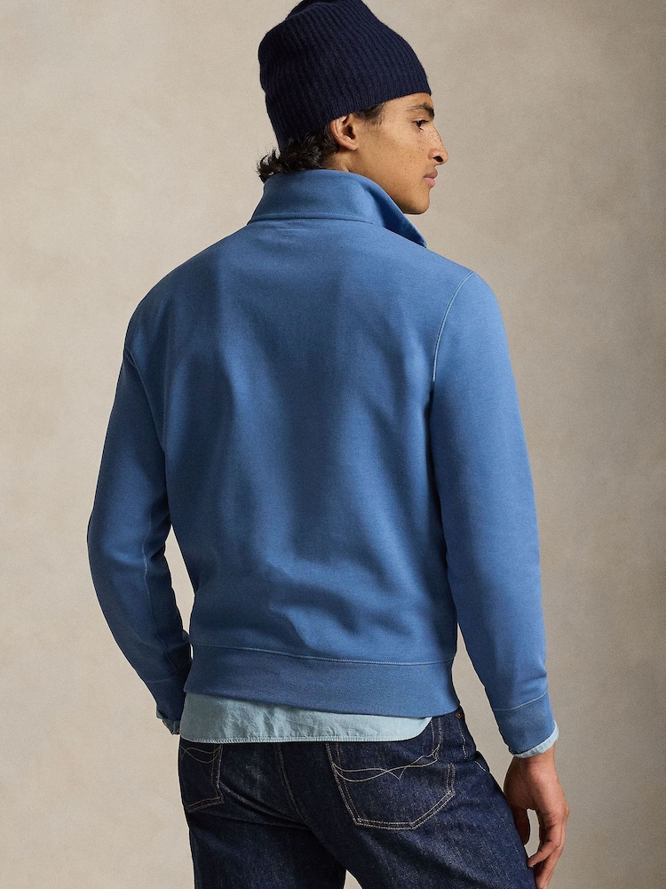 Polo Ralph Lauren Delta Blue Double Knit Tech Quarter Zip Sweatshirt - Image 2 of 6 Polo Ralph Lauren Delta Blue Double Knit Tech Quarter Zip Sweatshirt - Image 2 of 6