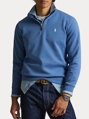 Polo Ralph Lauren Delta Blue Double Knit Tech Quarter Zip Sweatshirt - Image 3 of 6