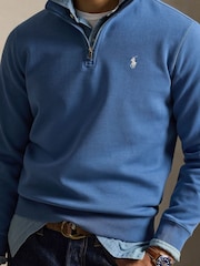 Polo Ralph Lauren Delta Blue Double Knit Tech Quarter Zip Sweatshirt - Image 4 of 6