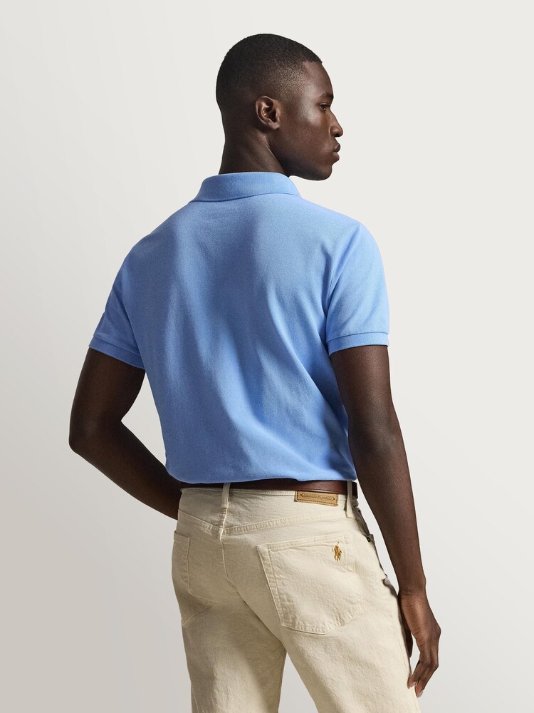 Polo Ralph Lauren Blue Lagoon Custom Fit Pique Polo Shirt - Image 2 of 4