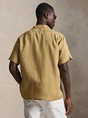 Polo Ralph Lauren Cafe Tan Camp Collar Linen Shirt - Image 3 of 4
