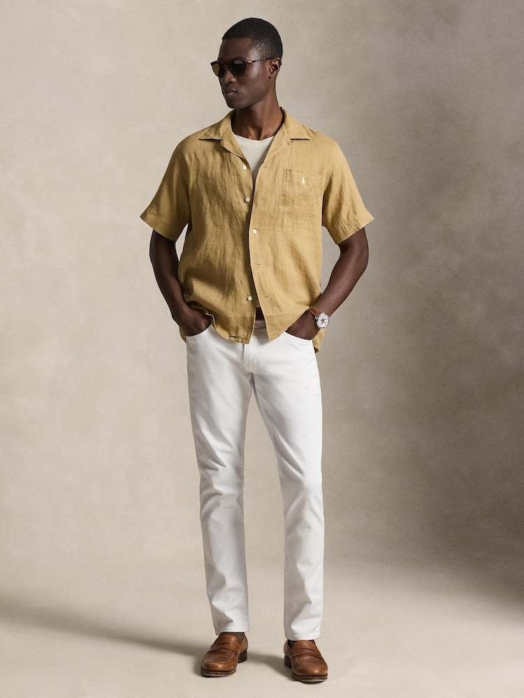 Polo Ralph Lauren Cafe Tan Camp Collar Linen Shirt - Image 4 of 4
