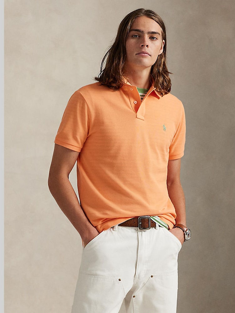 Polo Ralph Lauren Pompano Orange Custom Fit Pique Polo Shirt - Image 1 of 6