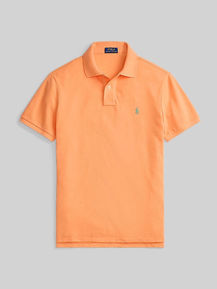 Polo Ralph Lauren Pompano Orange Custom Fit Pique Polo Shirt - Image 6 of 6