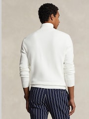 Polo Ralph Lauren Deckwash White Mesh Knit Cotton Quarter Zip Jumper - Image 2 of 5