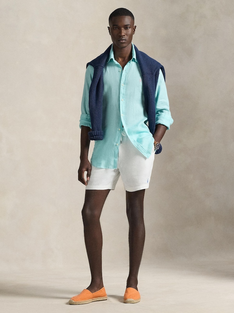 Polo Ralph Lauren New Aqua Custom Fit Linen Shirt - Image 2 of 9