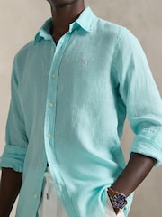 Polo Ralph Lauren New Aqua Custom Fit Linen Shirt - Image 4 of 9