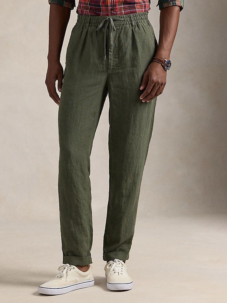 Polo Ralph Lauren New Olive Prepster Linen Trousers - Image 1 of 5