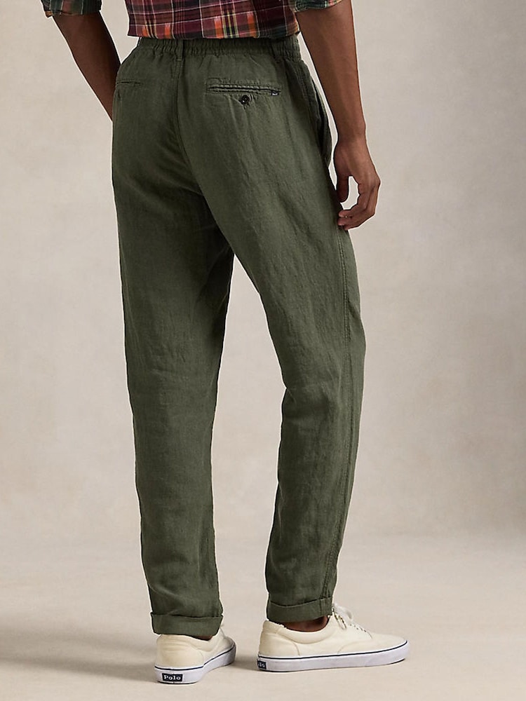 Polo Ralph Lauren New Olive Prepster Linen Trousers - Image 2 of 5