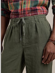 Polo Ralph Lauren New Olive Prepster Linen Trousers - Image 4 of 5