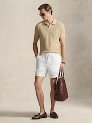 Polo Ralph Lauren Dune Tan Cotton Linen Knit Polo Shirt - Image 2 of 8
