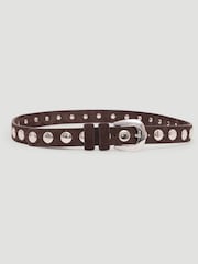 Hush Brown Seren Suede Studded Belt - Image 1 of 5