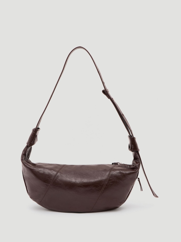 Hush Brown Oversized Leather Crescent Bag - Image 1 of 6 Hush Brown Oversized Leather Crescent Bag - Image 1 of 6