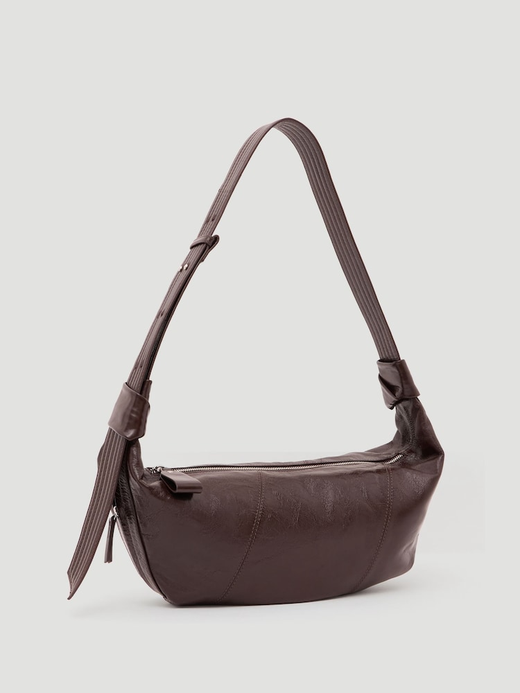 Hush Brown Oversized Leather Crescent Bag - Image 2 of 6 Hush Brown Oversized Leather Crescent Bag - Image 2 of 6