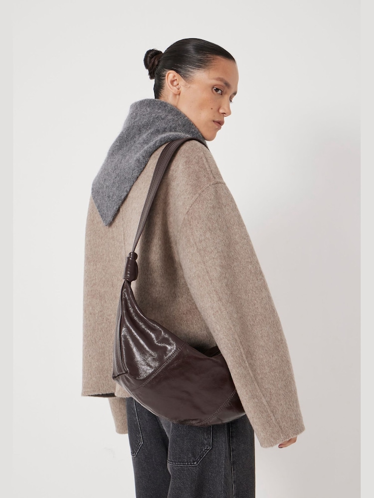 Hush Brown Oversized Leather Crescent Bag - Image 6 of 6 Hush Brown Oversized Leather Crescent Bag - Image 6 of 6