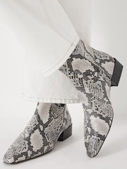 Hush Black Leather Snake Print Square Boots - Image 1 of 5