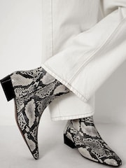Hush Black Leather Snake Print Square Boots - Image 2 of 5