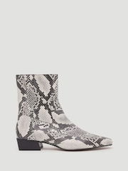 Hush Black Leather Snake Print Square Boots - Image 3 of 5