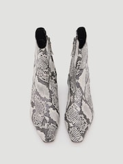 Hush Black Leather Snake Print Square Boots - Image 4 of 5