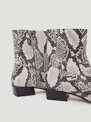 Hush Black Leather Snake Print Square Boots - Image 5 of 5