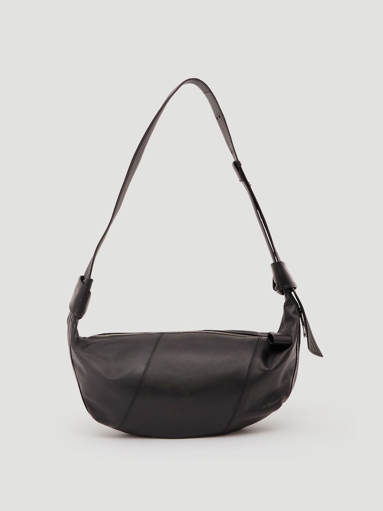 Hush Black Oversized Leather Crescent Bag - Image 1 of 6 Hush Black Oversized Leather Crescent Bag - Image 1 of 6