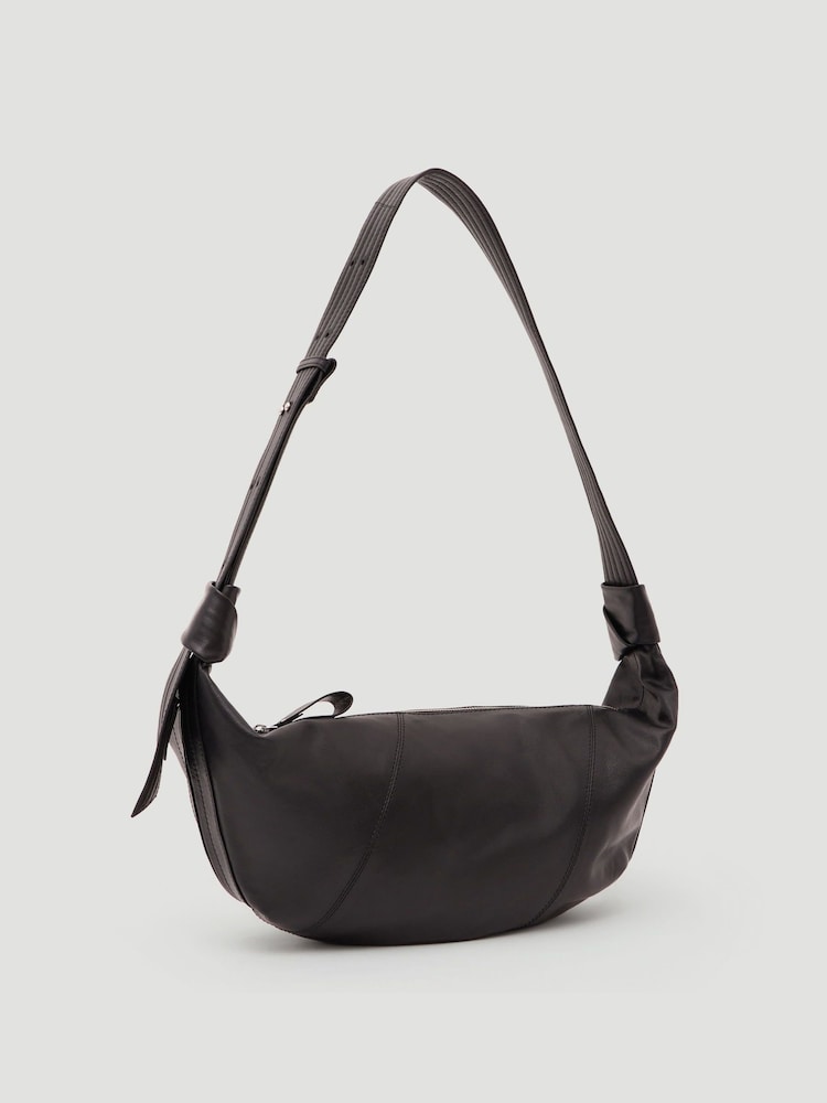 Hush Black Oversized Leather Crescent Bag - Image 2 of 6 Hush Black Oversized Leather Crescent Bag - Image 2 of 6