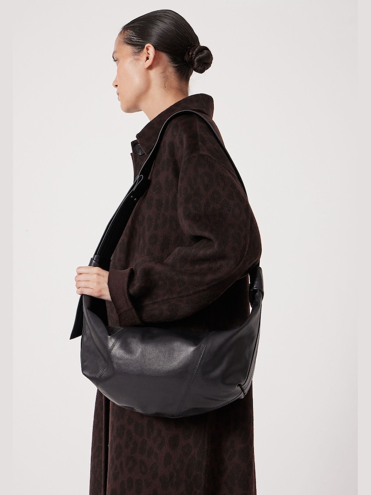 Hush Black Oversized Leather Crescent Bag - Image 6 of 6 Hush Black Oversized Leather Crescent Bag - Image 6 of 6
