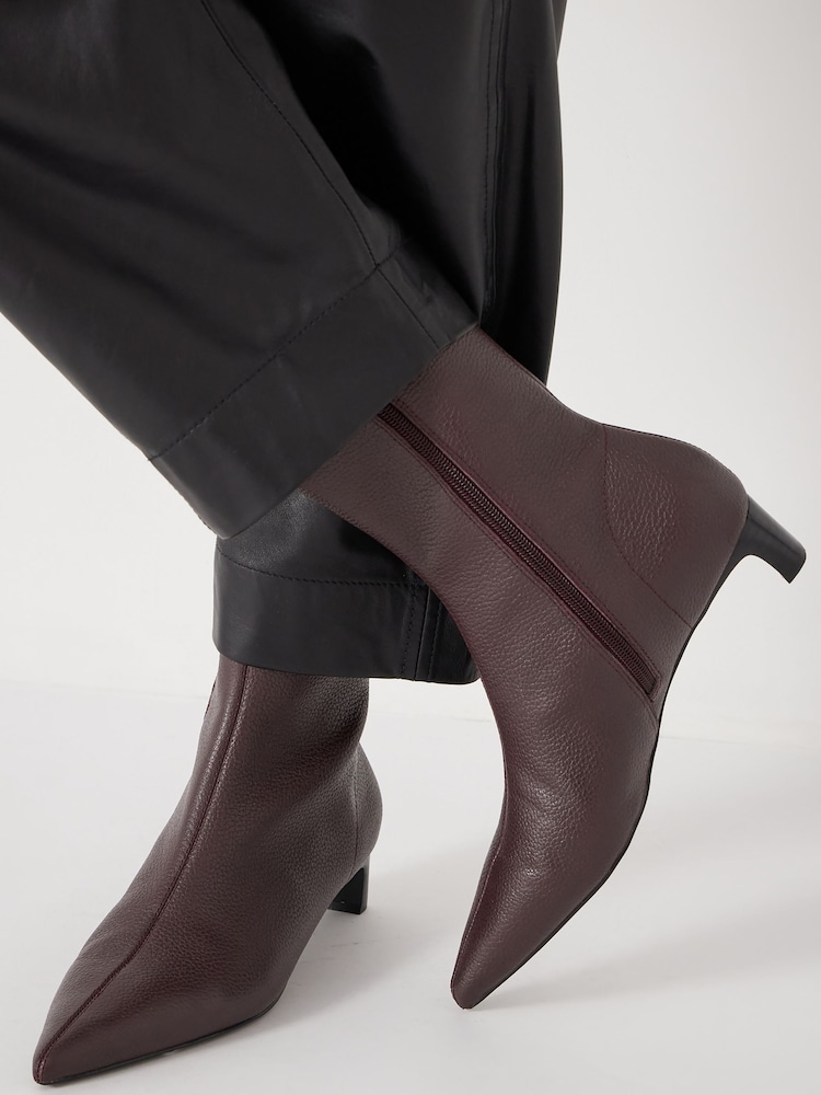 Hush Red Leather Sock Fit Boots - Image 2 of 5 Hush Red Leather Sock Fit Boots - Image 2 of 5