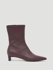 Hush Red Leather Sock Fit Boots - Image 3 of 5
