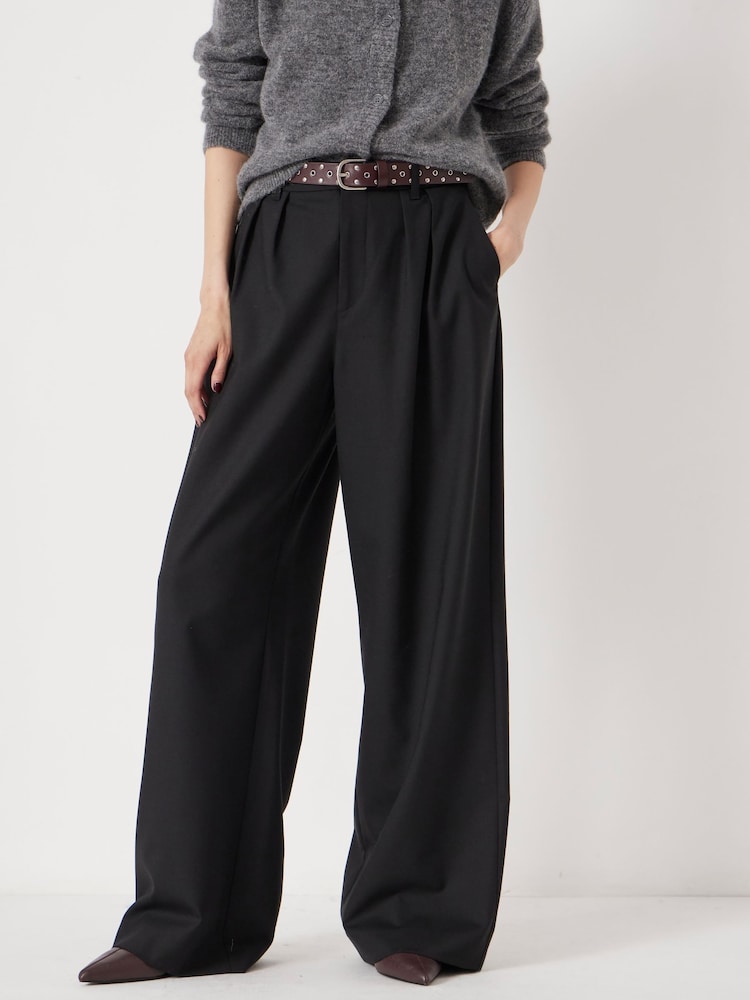Hush Black Lya Wool Blend Wide Leg Trousers - Image 1 of 6 Hush Black Lya Wool Blend Wide Leg Trousers - Image 1 of 6