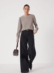 Hush Brown Emily Gingham Puff Sleeve Top - Image 2 of 5