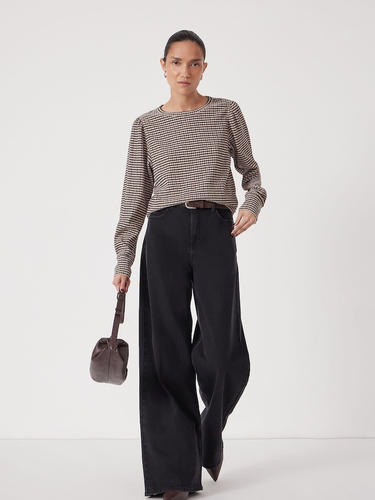 Hush Brown Emily Gingham Puff Sleeve Top - Image 2 of 5